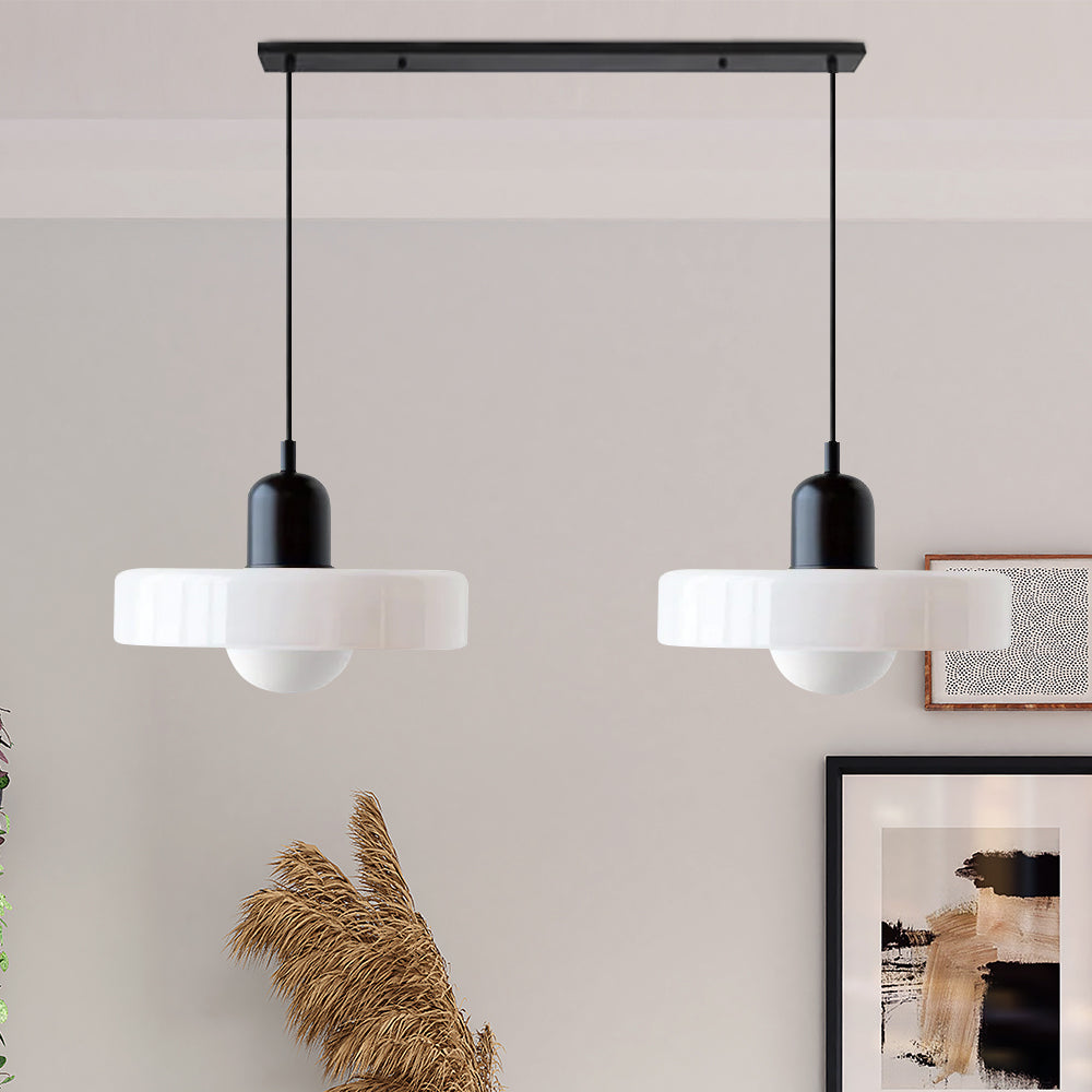 Bauhaus Hängeleuchte aus Buntglas