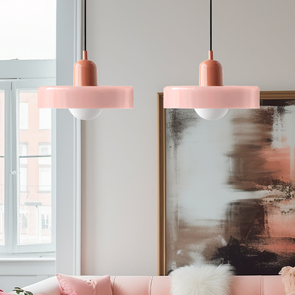 Bauhaus Hängeleuchte aus Buntglas