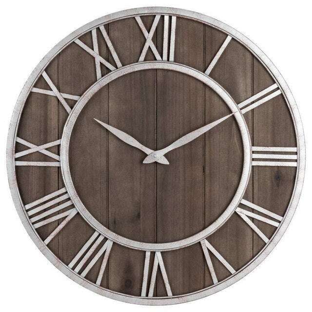 Moderne Holz-Metall-Wanduhr