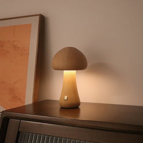 Holz Vintage Pilz Tischlampe