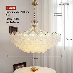 Muschelglas LED Kronleuchter
