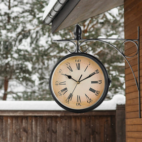 Retro-Doppel­seitige Wanduhr in Schwarz