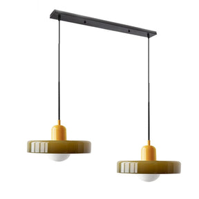 Bauhaus Hängeleuchte aus Buntglas