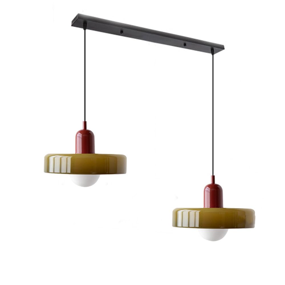Bauhaus Hängeleuchte aus Buntglas