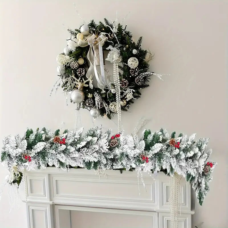 9-Fuß Künstliche Weihnachtsgirlande mit Tannenzapfen & roten Beeren