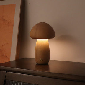 Holz Vintage Pilz Tischlampe