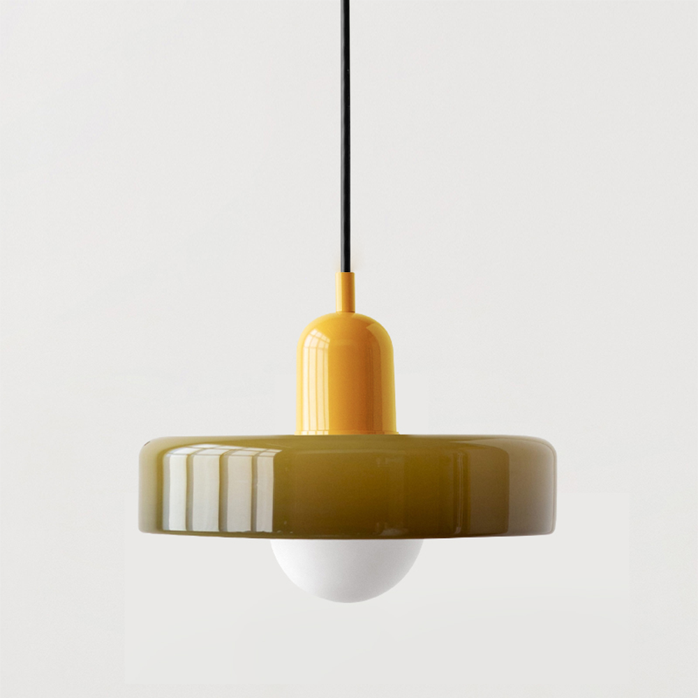 Bauhaus Hängeleuchte aus Buntglas