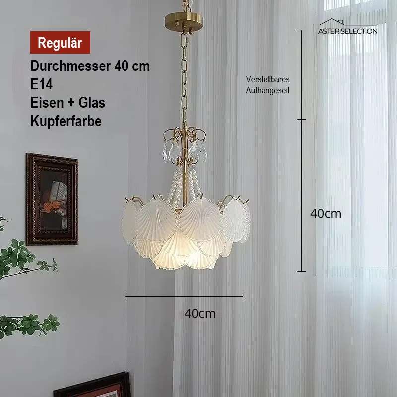 Muschelglas LED Kronleuchter