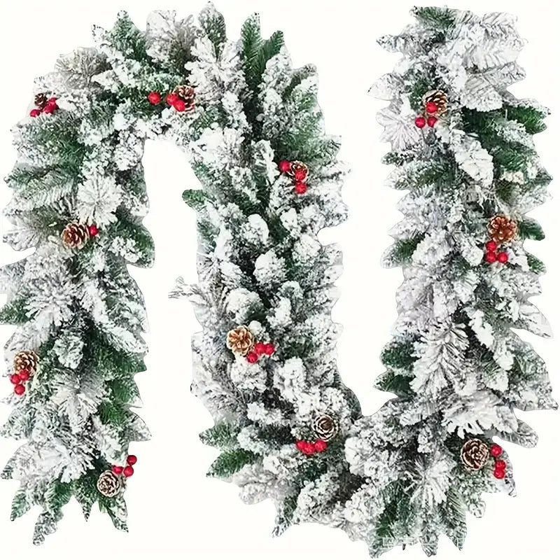 9-Fuß Künstliche Weihnachtsgirlande mit Tannenzapfen & roten Beeren