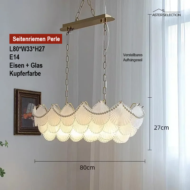 Muschelglas LED Kronleuchter