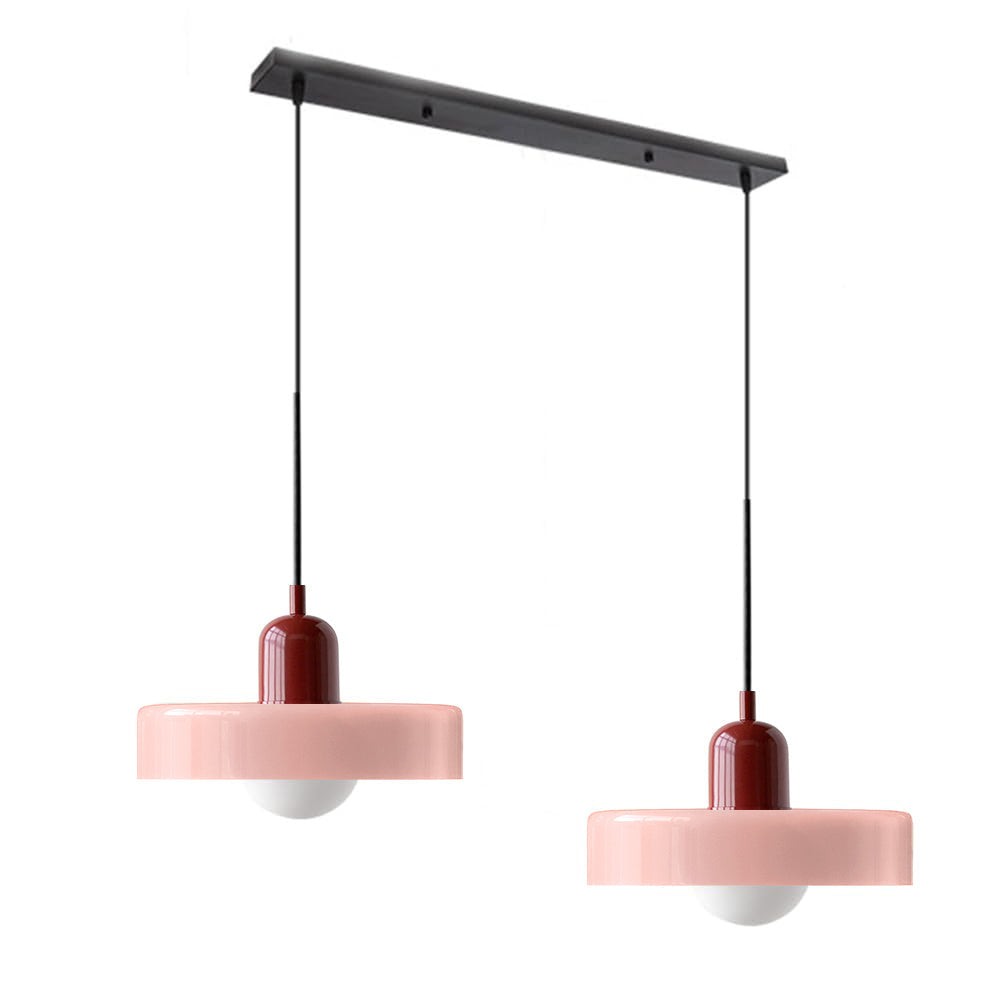 Bauhaus Hängeleuchte aus Buntglas