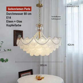 Muschelglas LED Kronleuchter