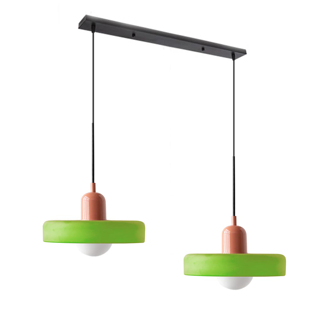 Bauhaus Hängeleuchte aus Buntglas