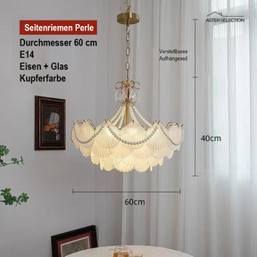 Muschelglas LED Kronleuchter