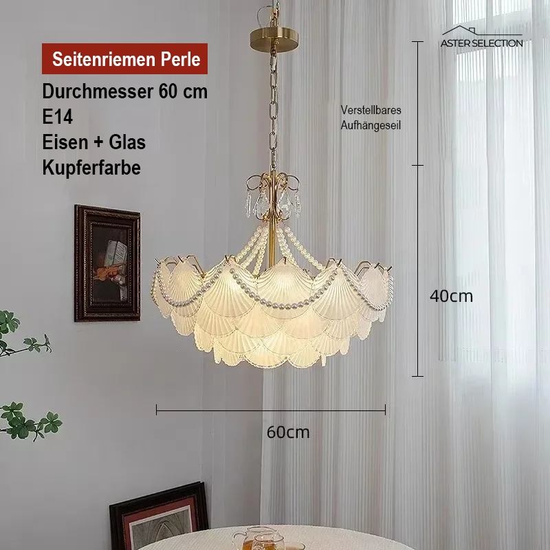 Muschelglas LED Kronleuchter