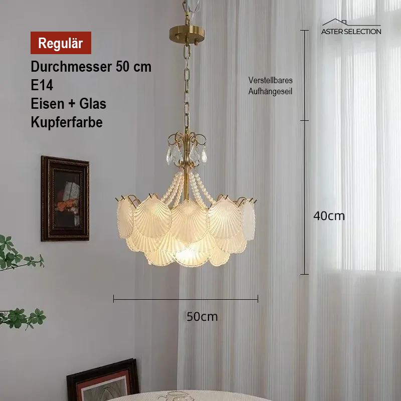 Muschelglas LED Kronleuchter