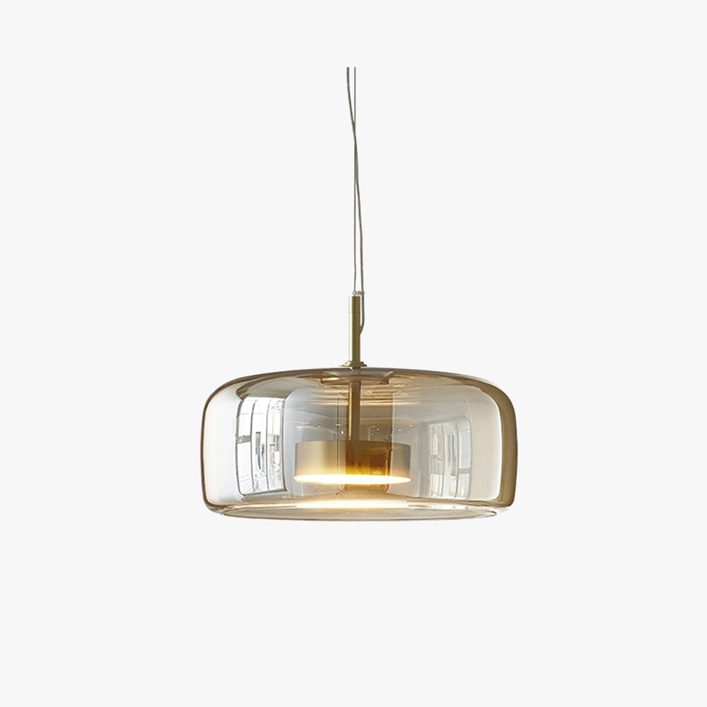 Hailie Retro LED-Hängelampe, Golden Amber, Metall, Glas, Schlafzimmer