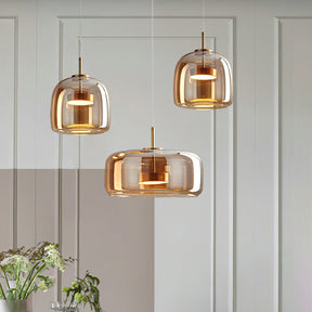 Hailie Retro LED hanglamp goud amber metaal glas slaapkamer