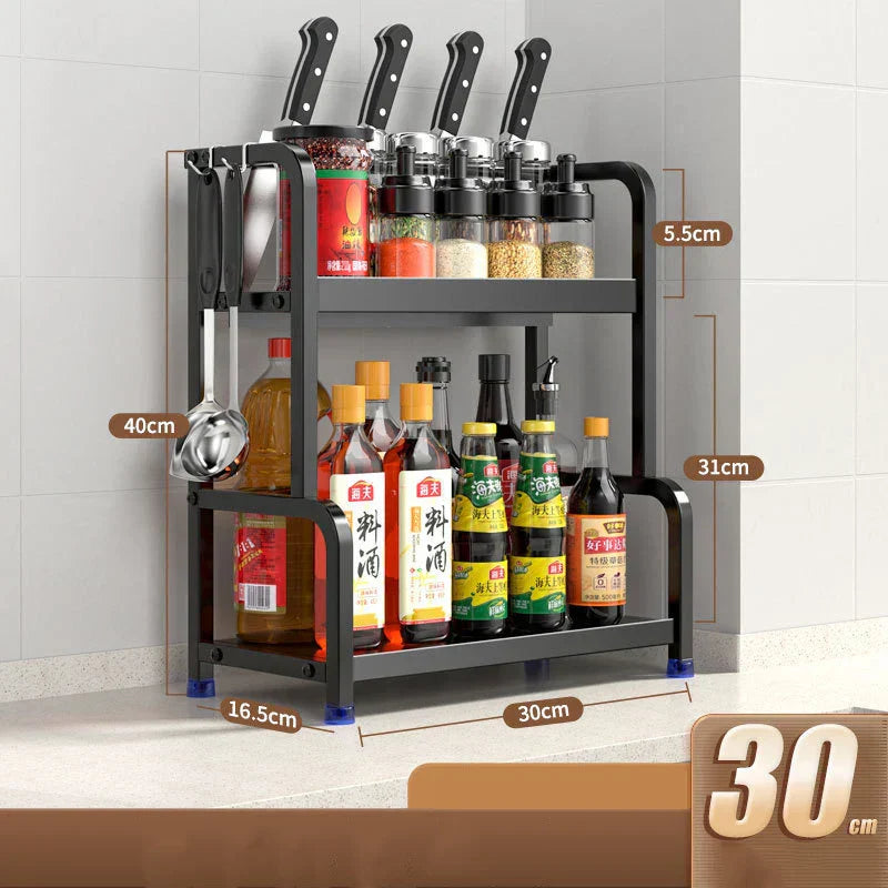 Double-layer stainless steel kitchen shelf