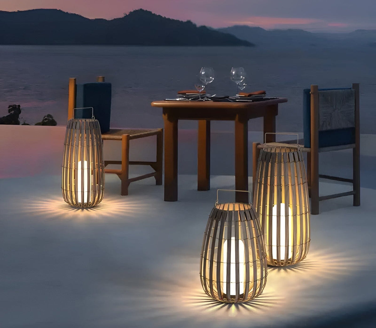 Rattan LED Gartenlaterne
