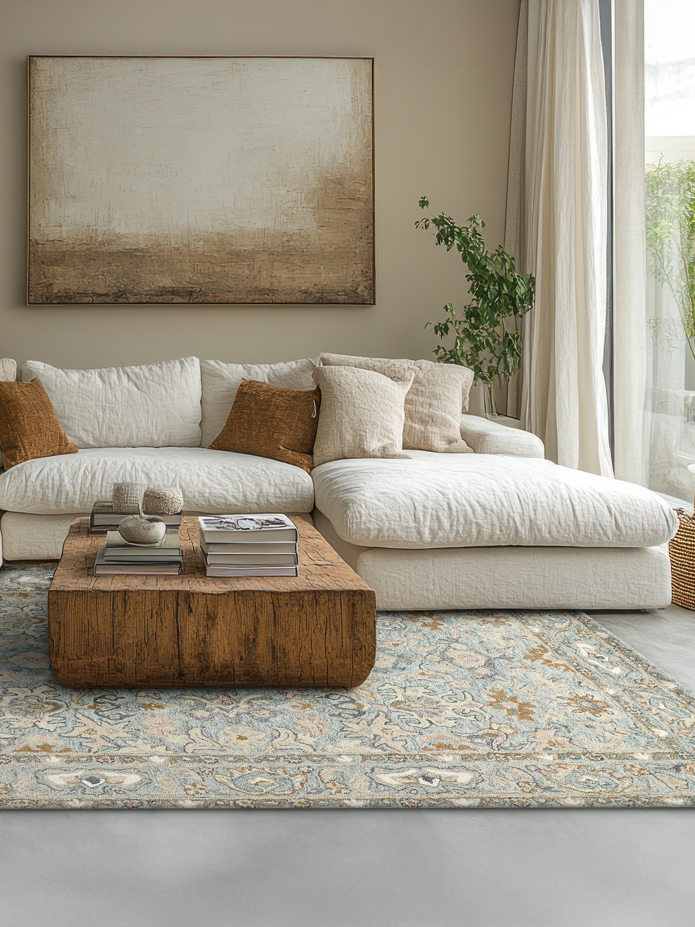 Wollteppich Blau 160x230 200x300 moderner hochwertiger Wohnteppich Wohnzimmer