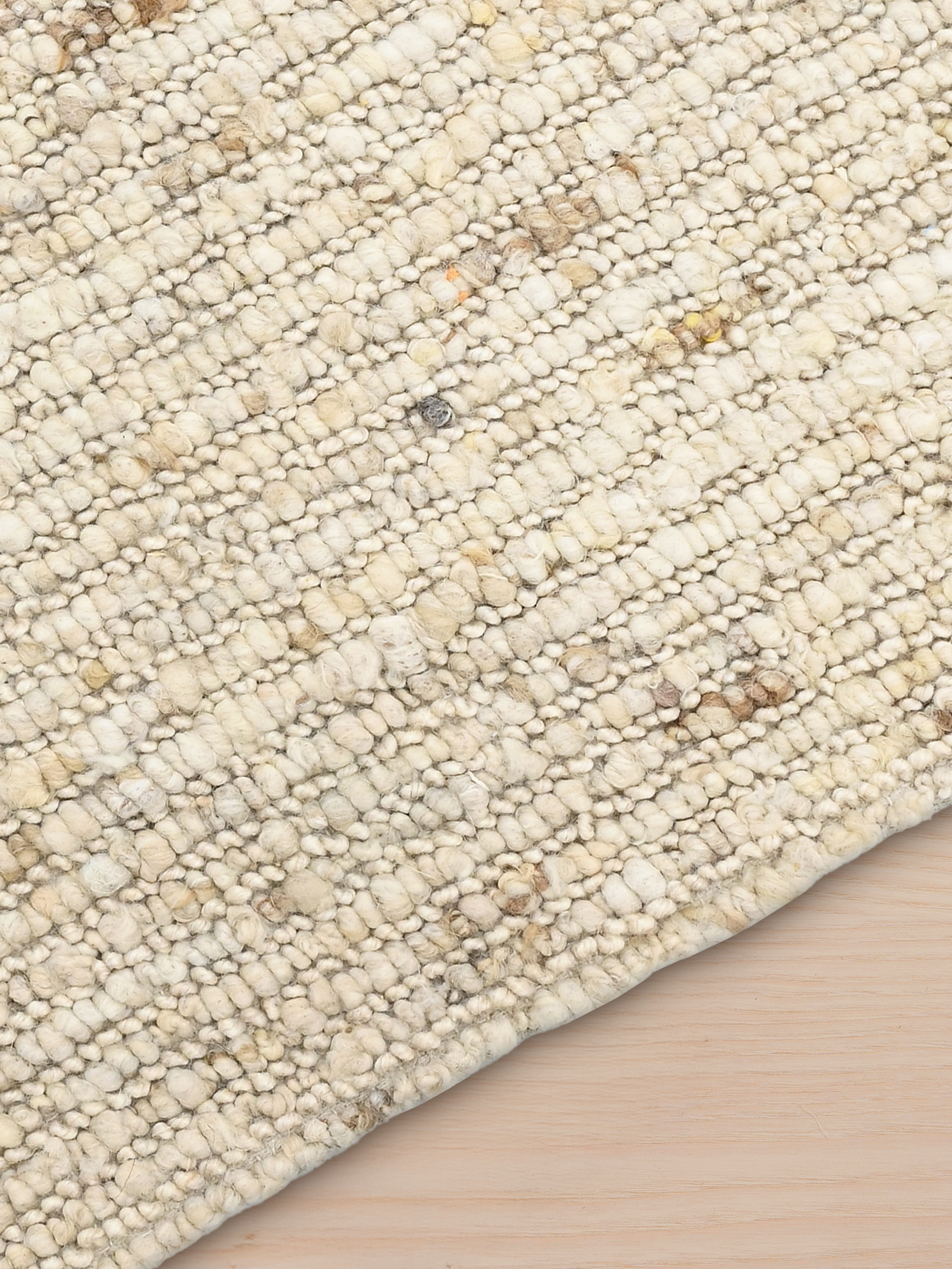 Teppich Wohnzimmer 200x300 in Beige aus Wolle Baumwolle mit flacher Struktur für modernes gemütliches Wohnambiente