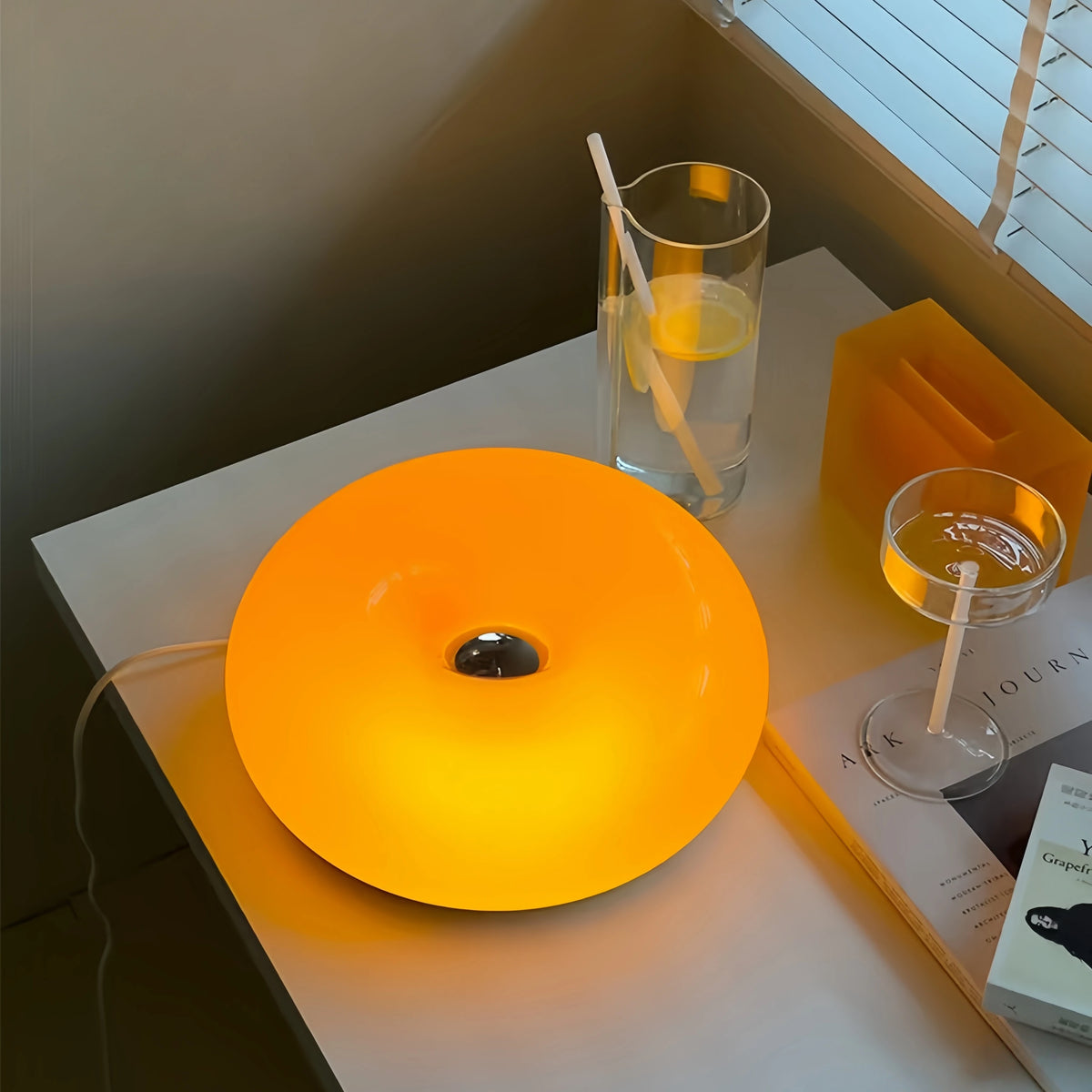 Elvona Retro Donut Glas LED Akzentlampe