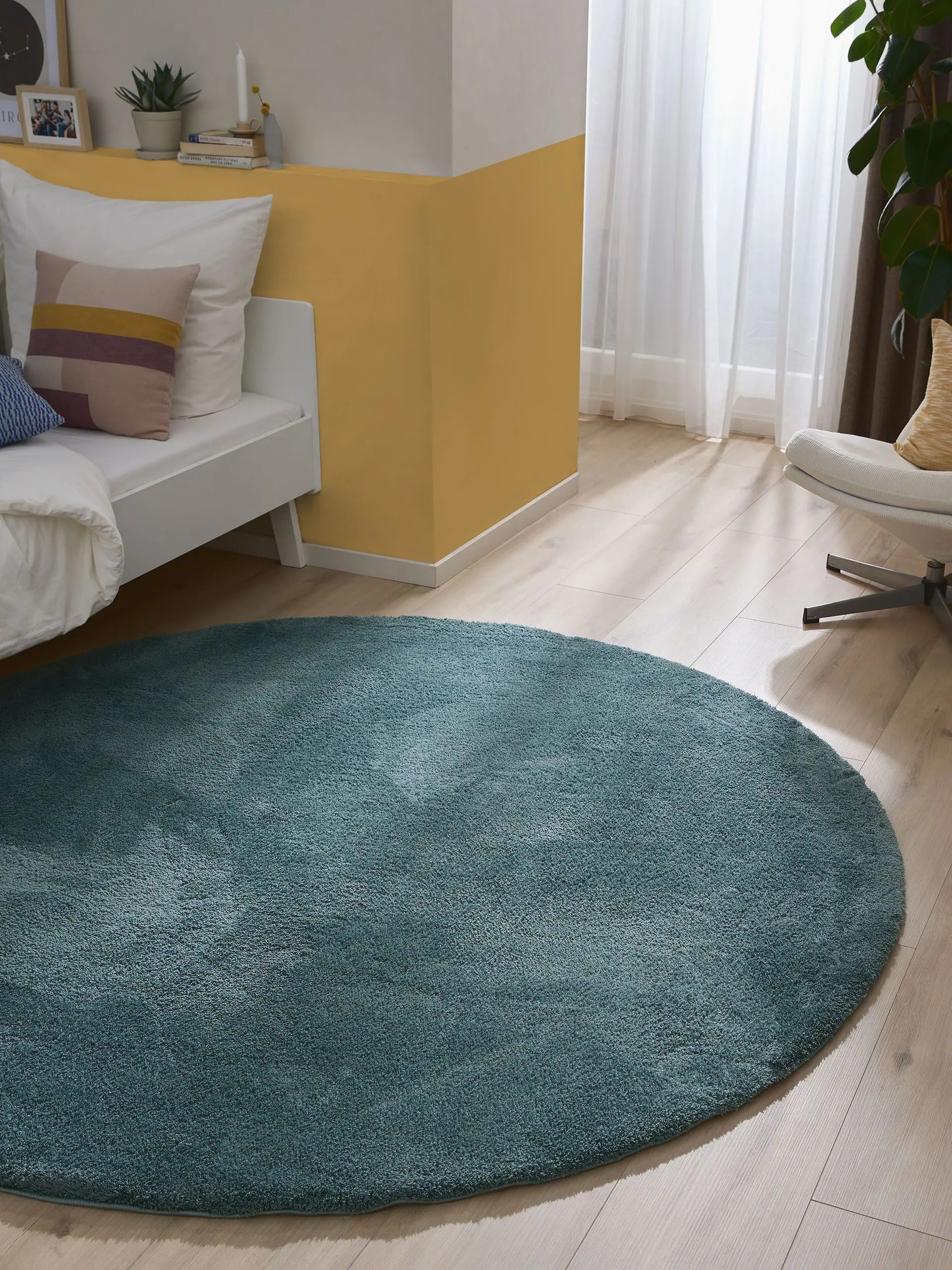 Hochflorteppich flauschig in Grau Beige oder Blau für Wohnzimmer Schlafzimmer groß