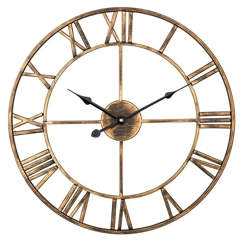 Vintage-Wanduhr aus Metall mit römischen Ziffern