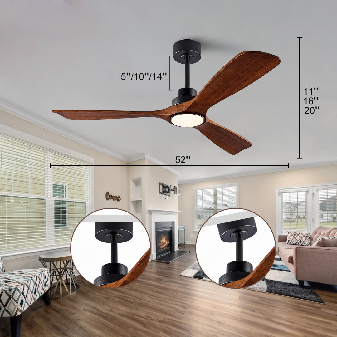 LED-Deckenventilator aus Holz