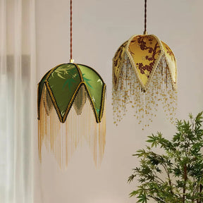 Vintage Stoff Pendelleuchte
