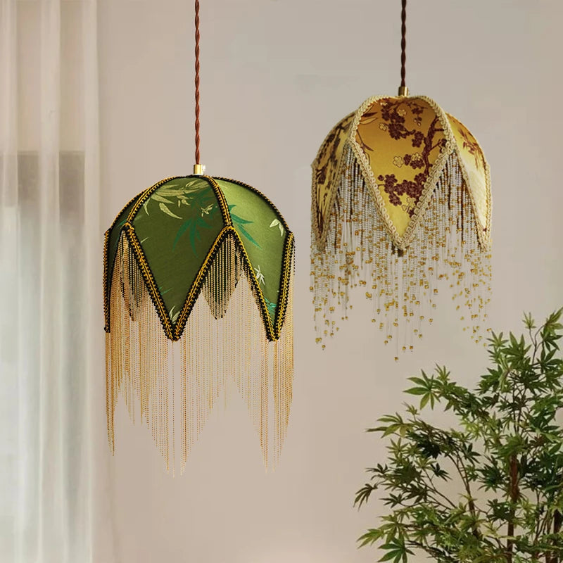 Vintage Stoff Pendelleuchte