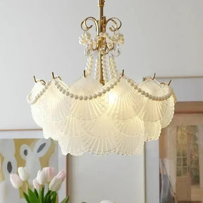 Muschelglas LED Kronleuchter
