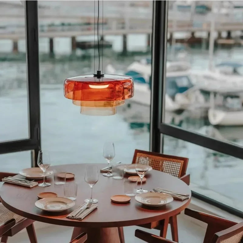 Farbglas LED Pendelleuchte