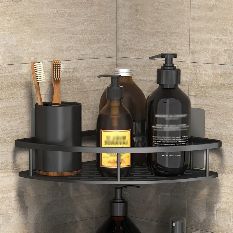 Eckmontierter Badezimmer-Organizer aus Aluminium