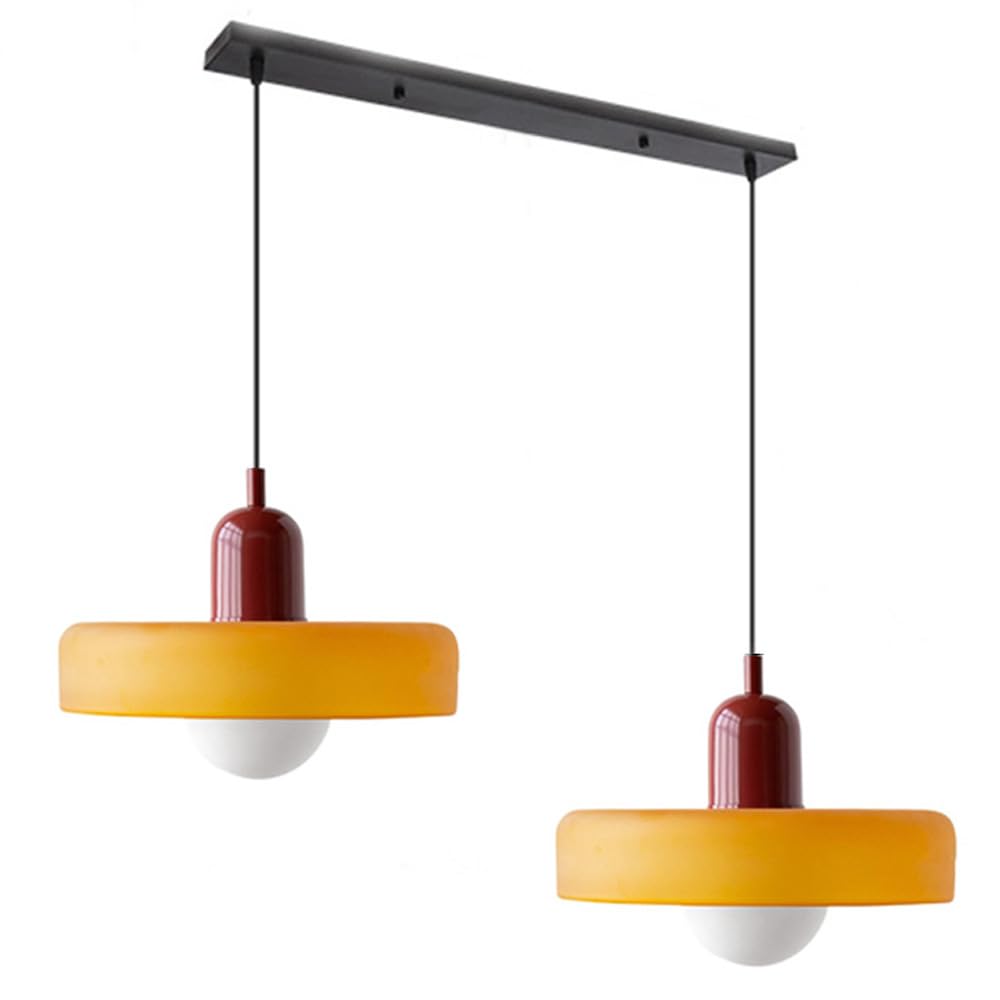 Bauhaus Hängeleuchte aus Buntglas