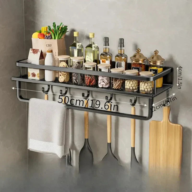 Küchen-Organizer Regal mit Haken – Modernes Design in Schwarz-Aster Selection