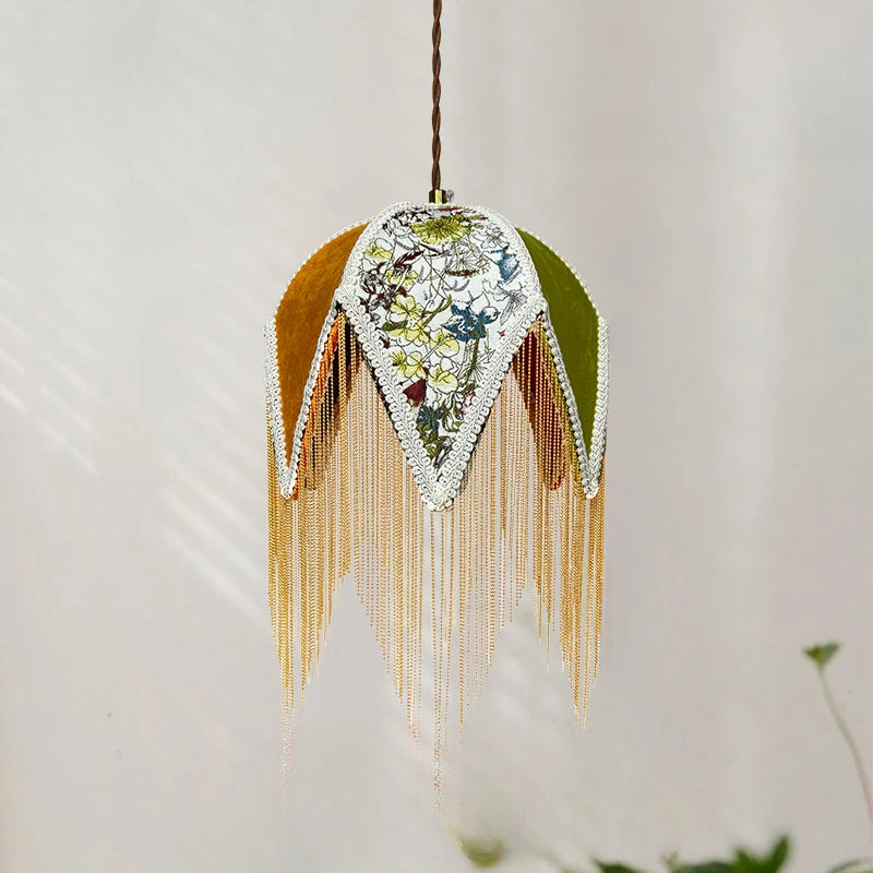 Vintage Stoff Pendelleuchte