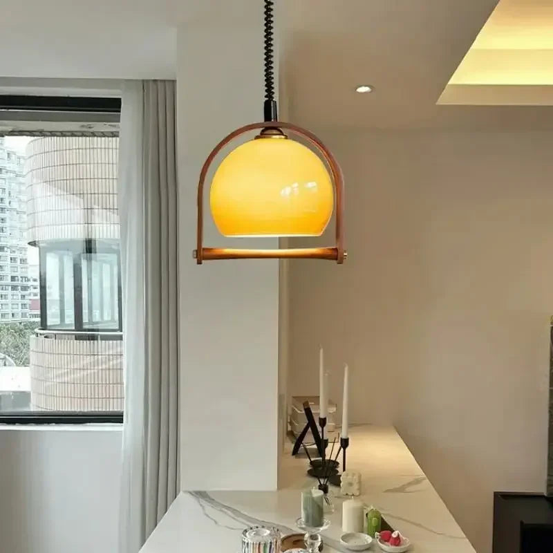 Holz Glas Hängeleuchte