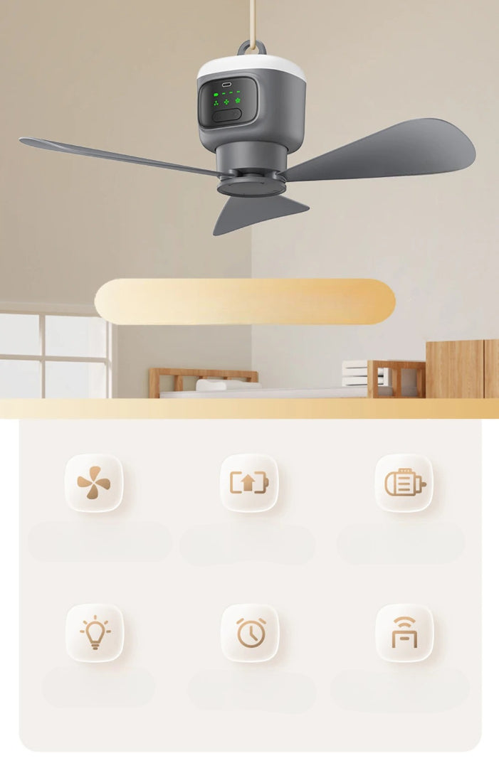 Wiederaufladbarer Camping-Deckenventilator