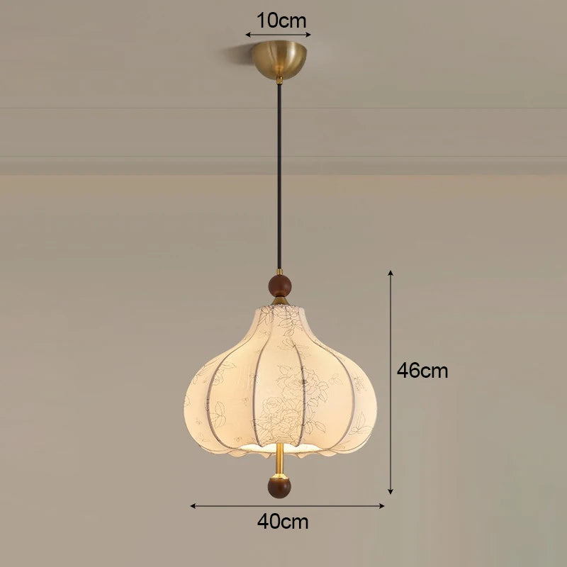 Französisch Vintage Stoff Pendelleuchte