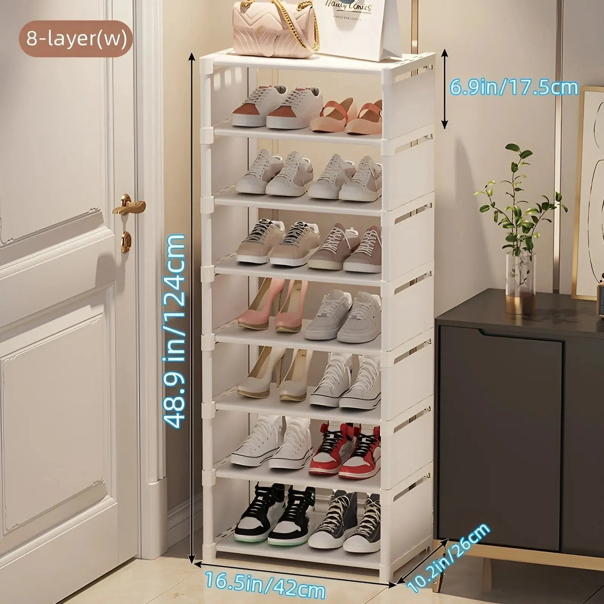 Schuhregal aus 6/8-lagigem Metallrahmen und Stoff