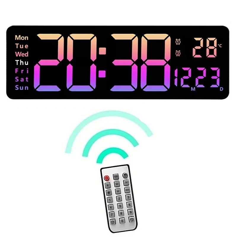 Digitale LED-Wanduhr mit RGB-Stimmungsbeleuchtung
