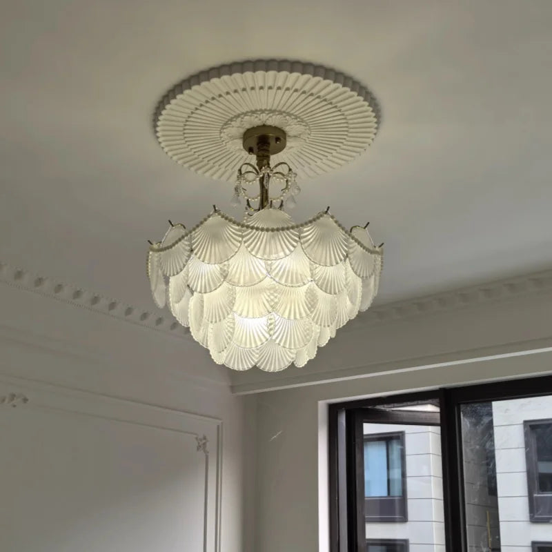 Muschelglas LED Kronleuchter