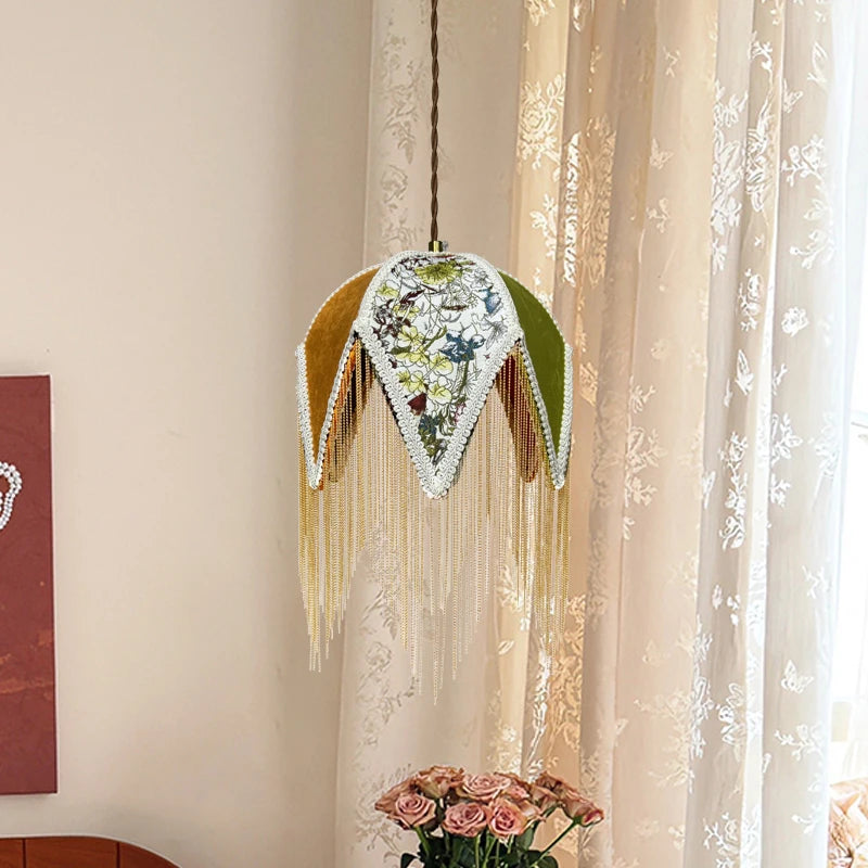 Vintage Stoff Pendelleuchte