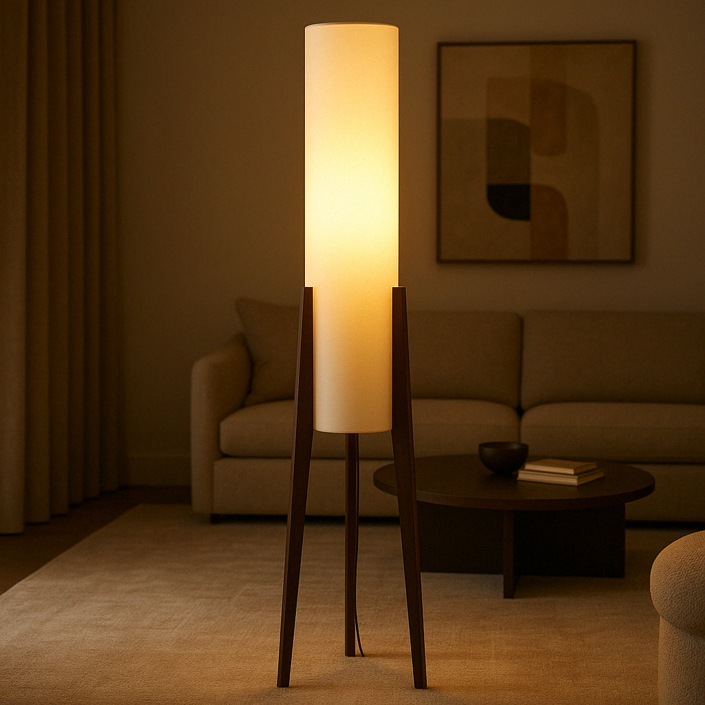 Talmoora Mid-Century Walnuss Stehleuchte für Wohnzimmer