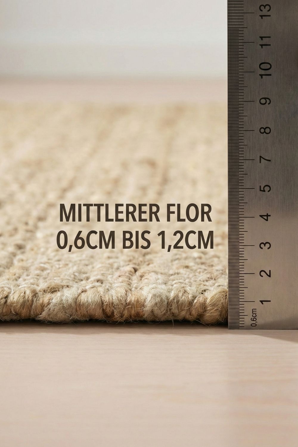 Teppich Wohnzimmer 200x300 in Braun aus Wolle Jute Baumwolle als moderner flachgewebter Naturteppich für stilvolle Wohnräume