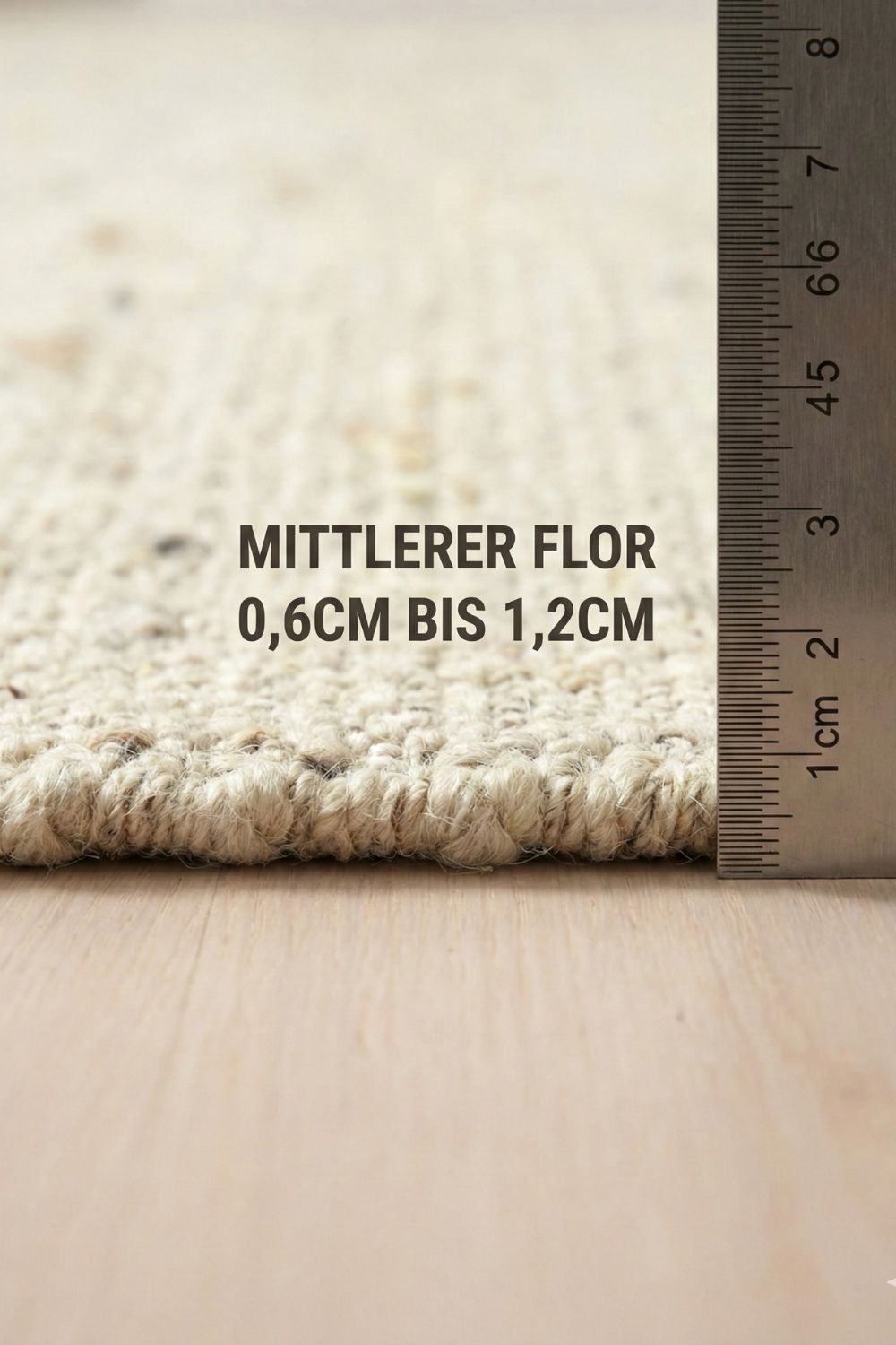 Teppich Wohnzimmer 200x300 in Beige aus Wolle Baumwolle mit flacher Struktur für modernes gemütliches Wohnambiente