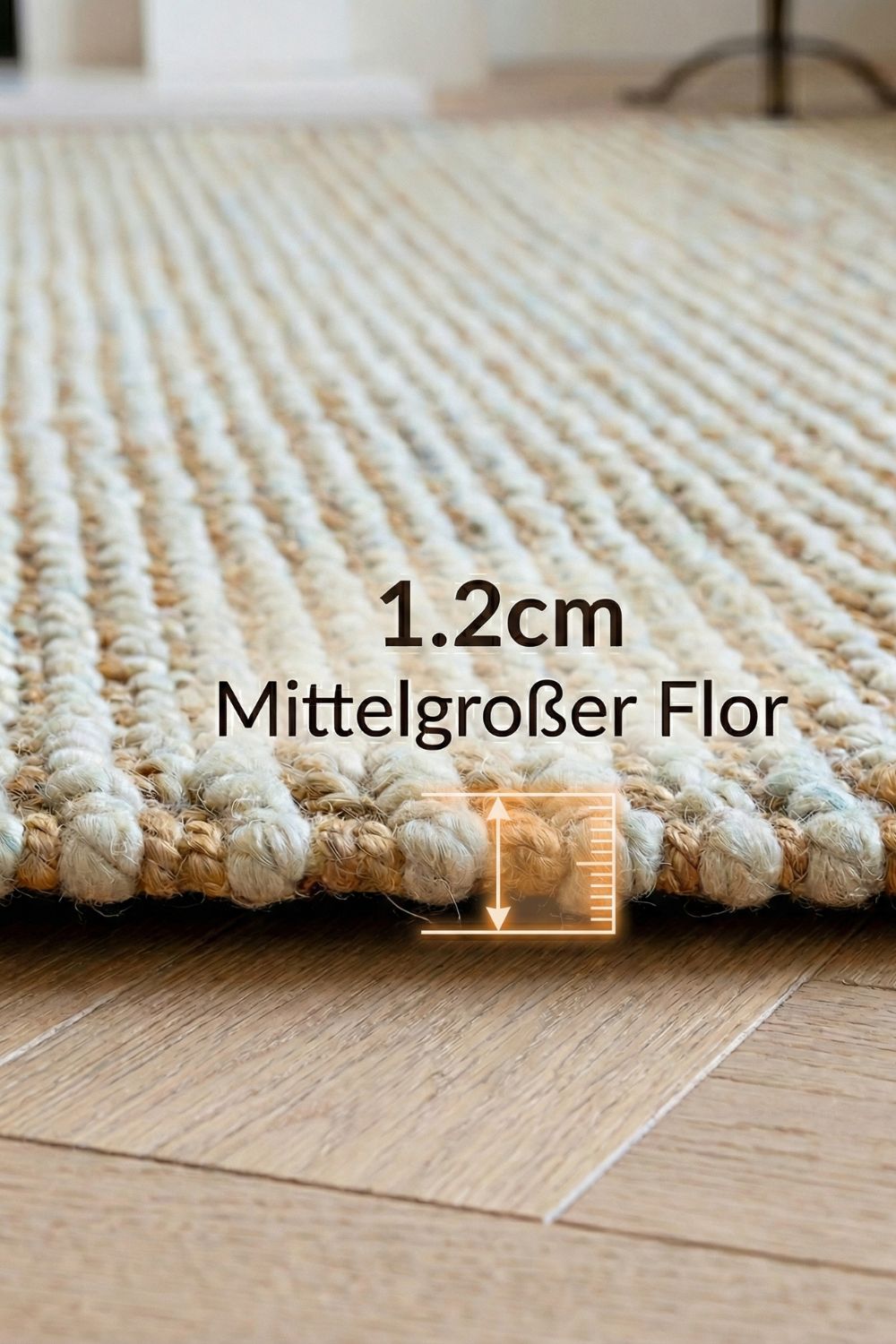 Beiger Woll-Jute Teppich