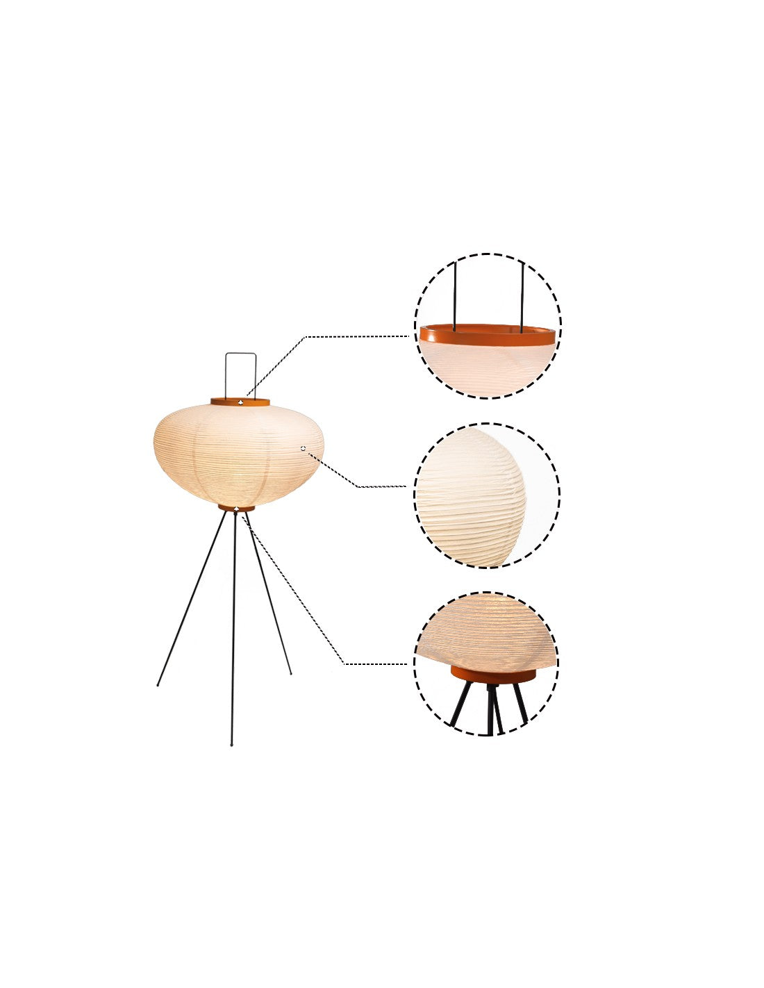 Japanische Stehlampe aus Papierskulptur